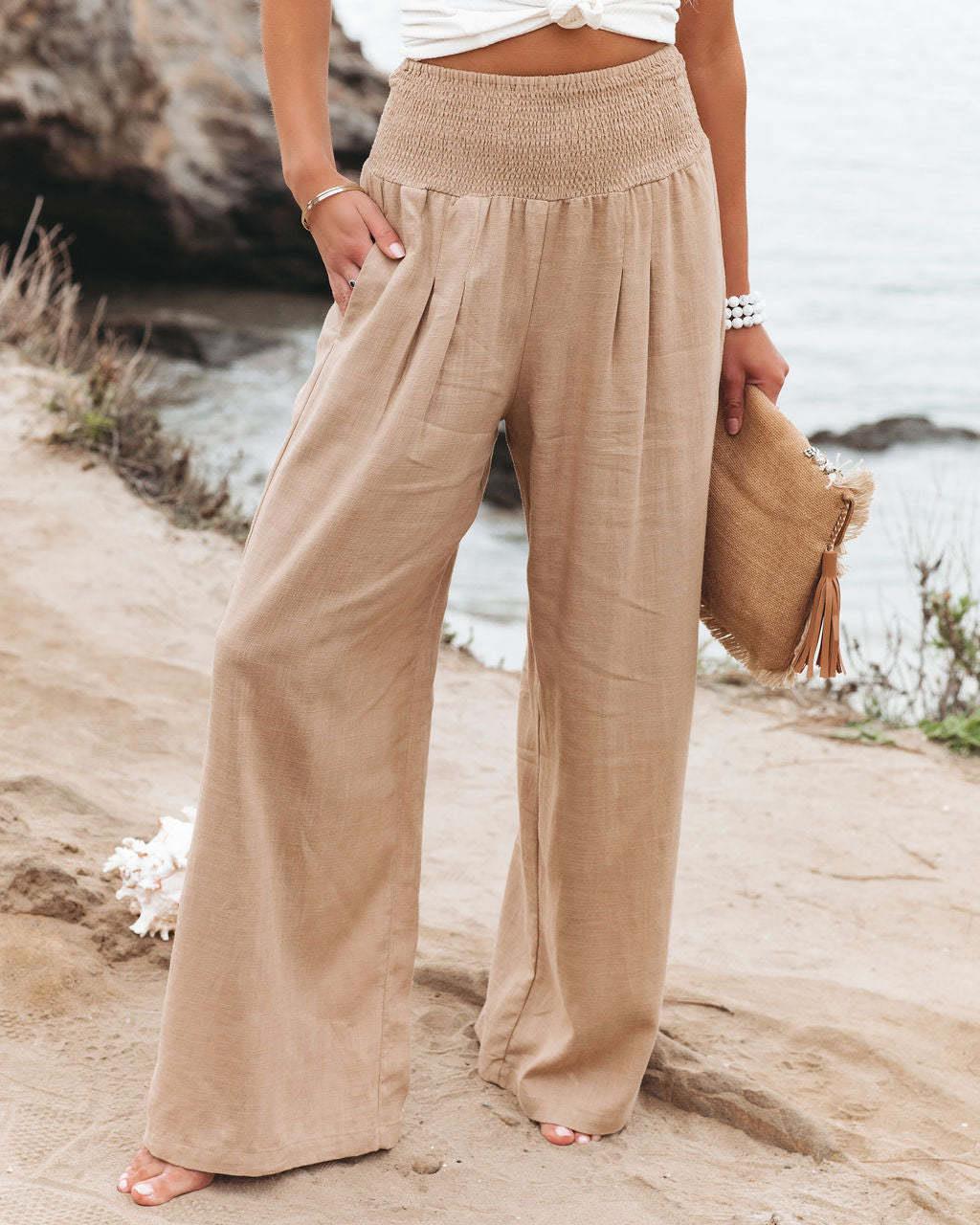 Damen Leichte und weite Sommerhose mit elastischem Bund Stalluxe
