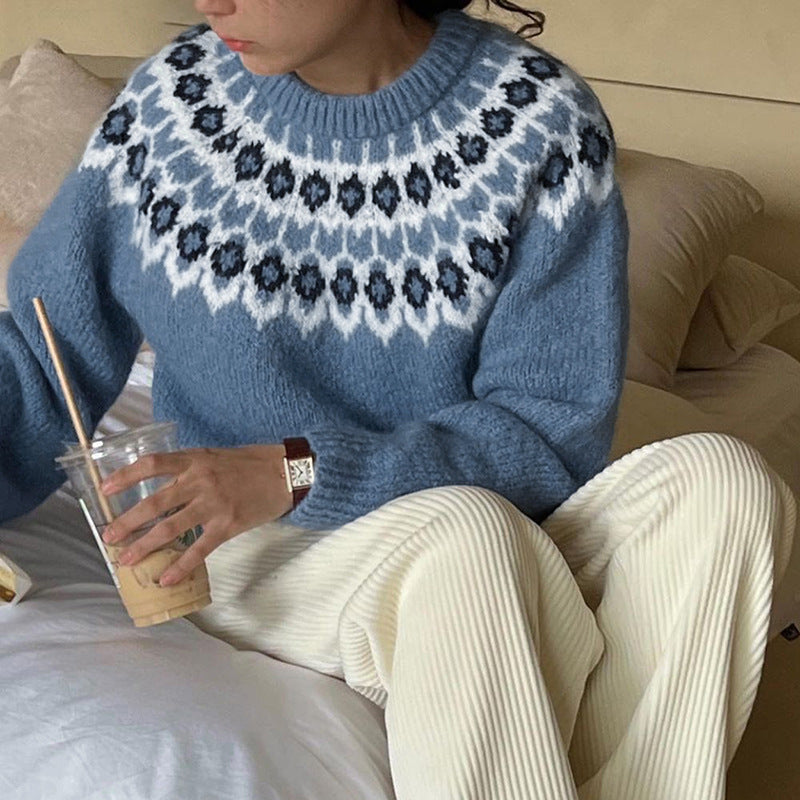 Damen Strickpullover mit traditionellem Norweger-Muster Stalluxe