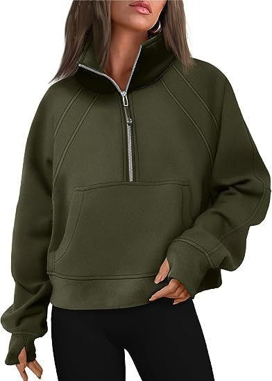 Damen Trendy Fleecepullover mit Stehkragen und Zipper Stalluxe