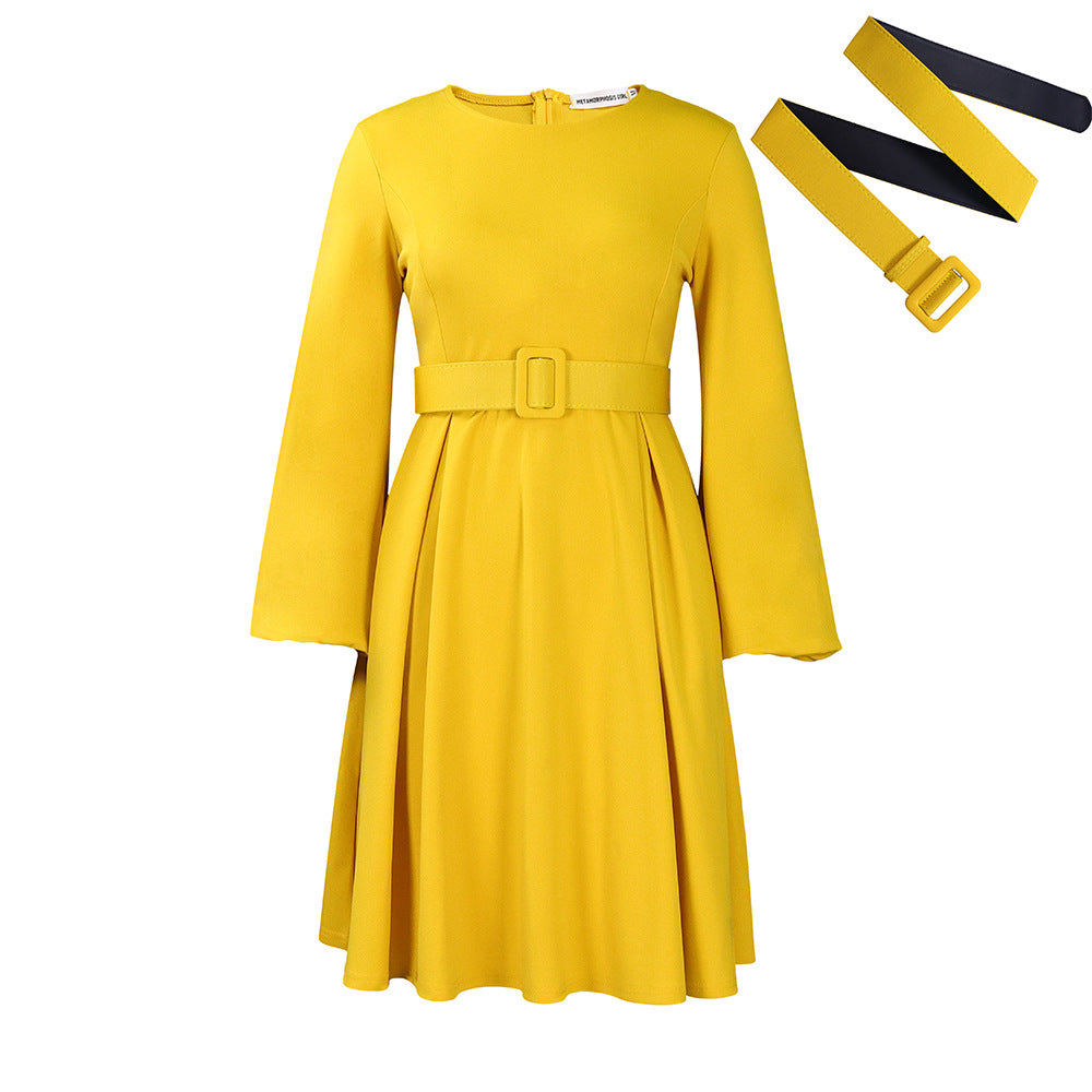 Damen Kleid mit weitem Schnitt und Taillengürtel Stalluxe