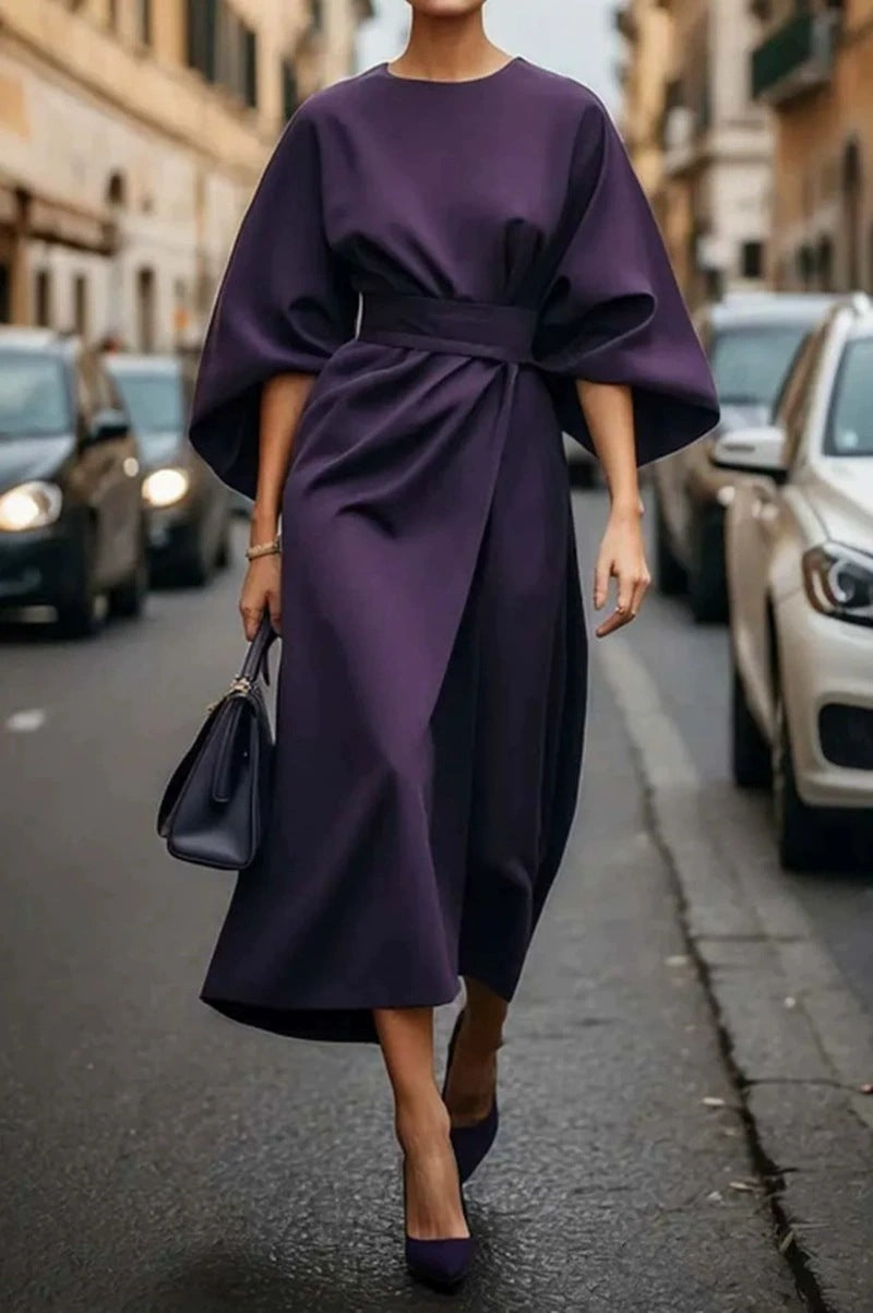 Damen Elegantes Maxikleid mit voluminösen Ärmeln und Taillengurt Stalluxe
