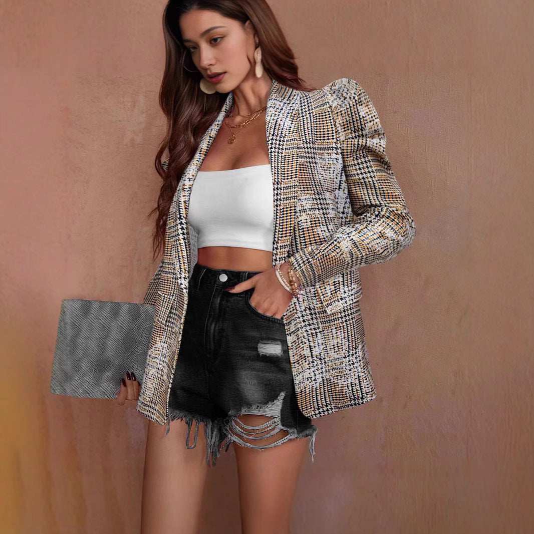 Damen Modischer Oversize-Blazer mit strukturiertem Design und Puffärmeln Stalluxe