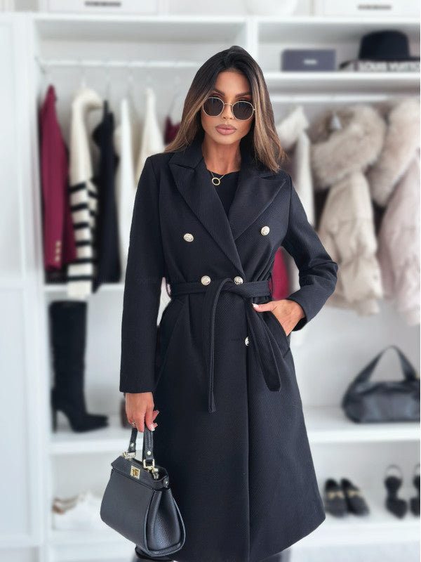 Damen Eleganter Double-Breasted Trenchcoat mit Gürtel und feinen Details Stalluxe