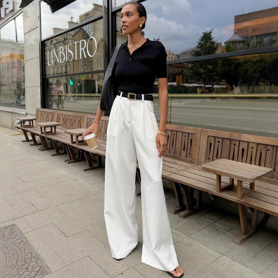 Damen Hochtaillierte Marlenhose Stalluxe