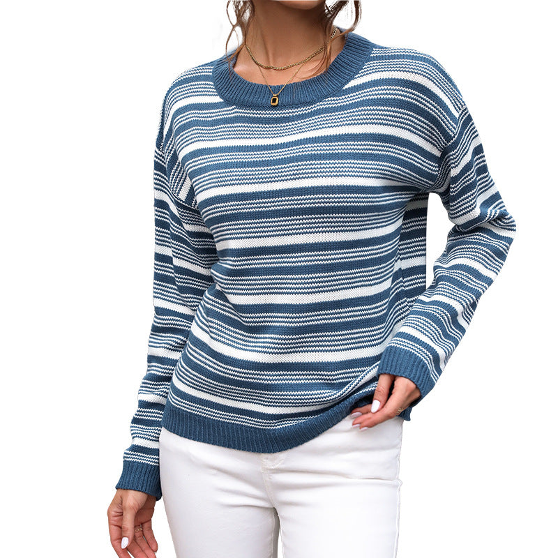 Damen lässiger Streifenpullover im modernen Schnitt Stalluxe