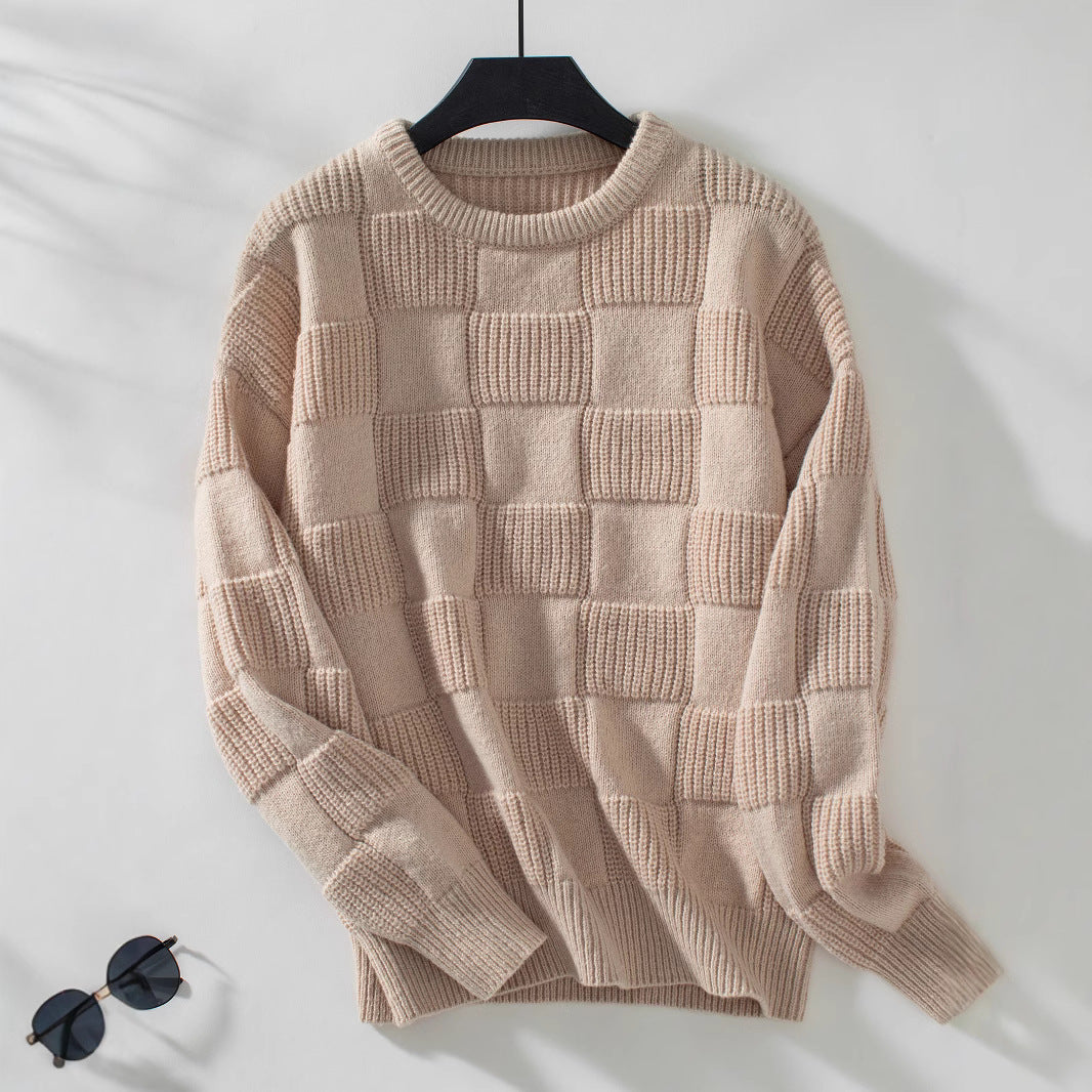 Damen Strickpullover mit modischem Karomuster und lässigem Schnitt Stalluxe