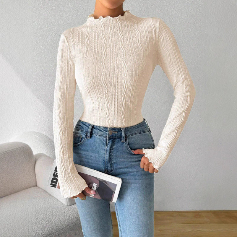 Damen Elegantes Langarmshirt mit strukturiertem Design und Rüschen Stalluxe