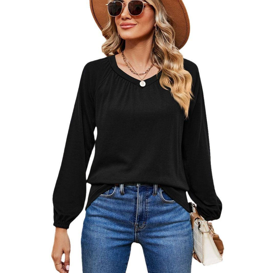 Damen lässiges Longsleeve Oberteil mit raffinierten Rüschendetails Stalluxe