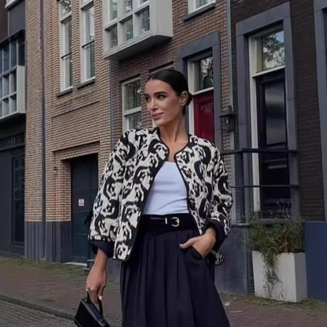 Damen gesteppte Jacke mit elegantem Animal-Print Stalluxe
