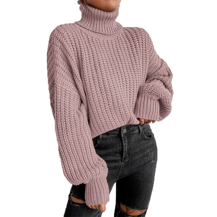 Damen Grobstrickpullover mit hohem Kragen und lässigem Schnitt Stalluxe