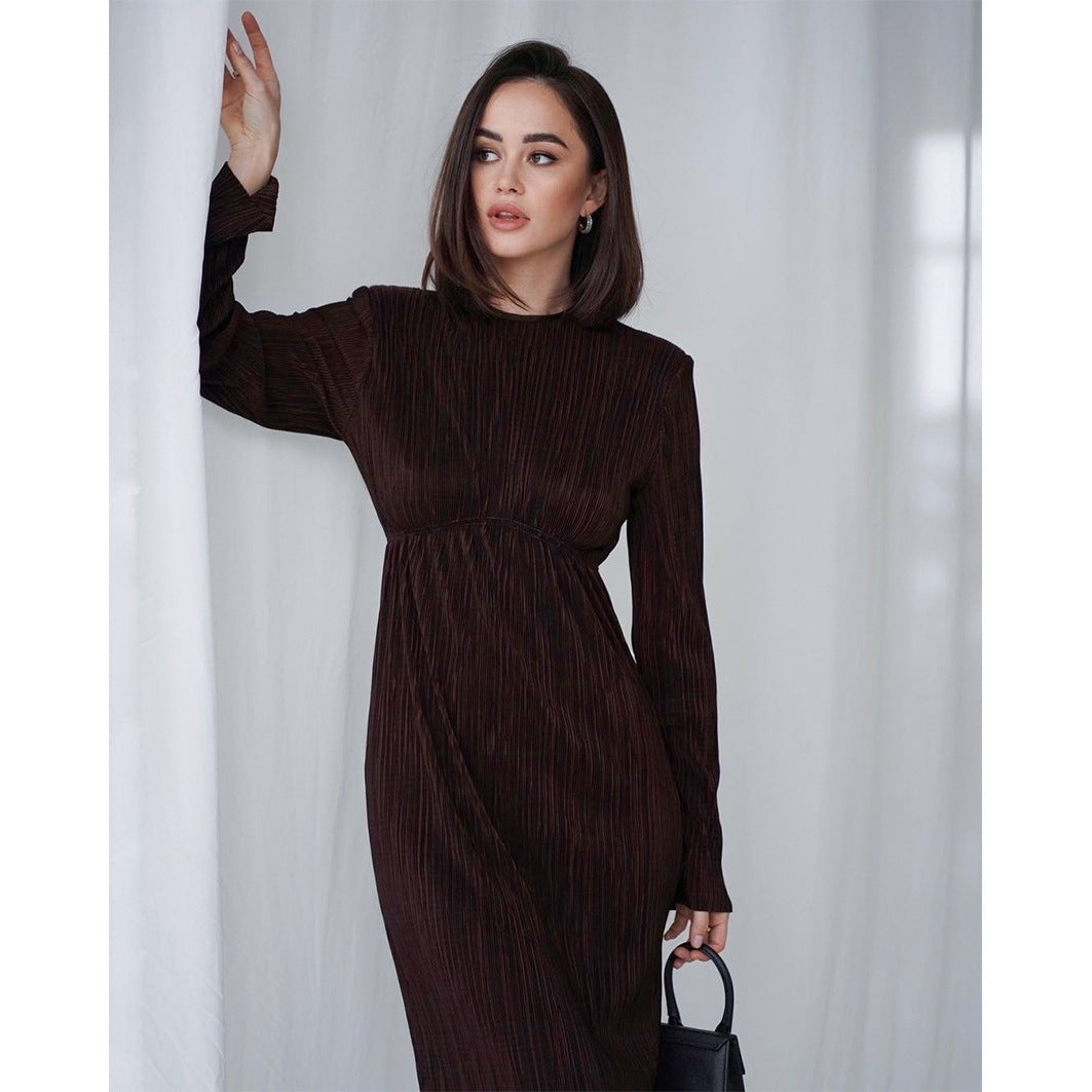 Damen elegantes Maxikleid mit raffinierten Ärmeln und feinem Rippdesign Stalluxe