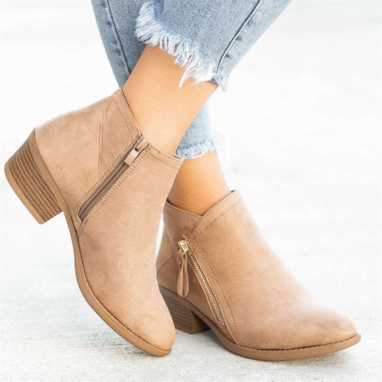 Damen Elegante Stiefeletten mit seitlichem Reißverschluss und komfortablem Blockabsatz Stalluxe