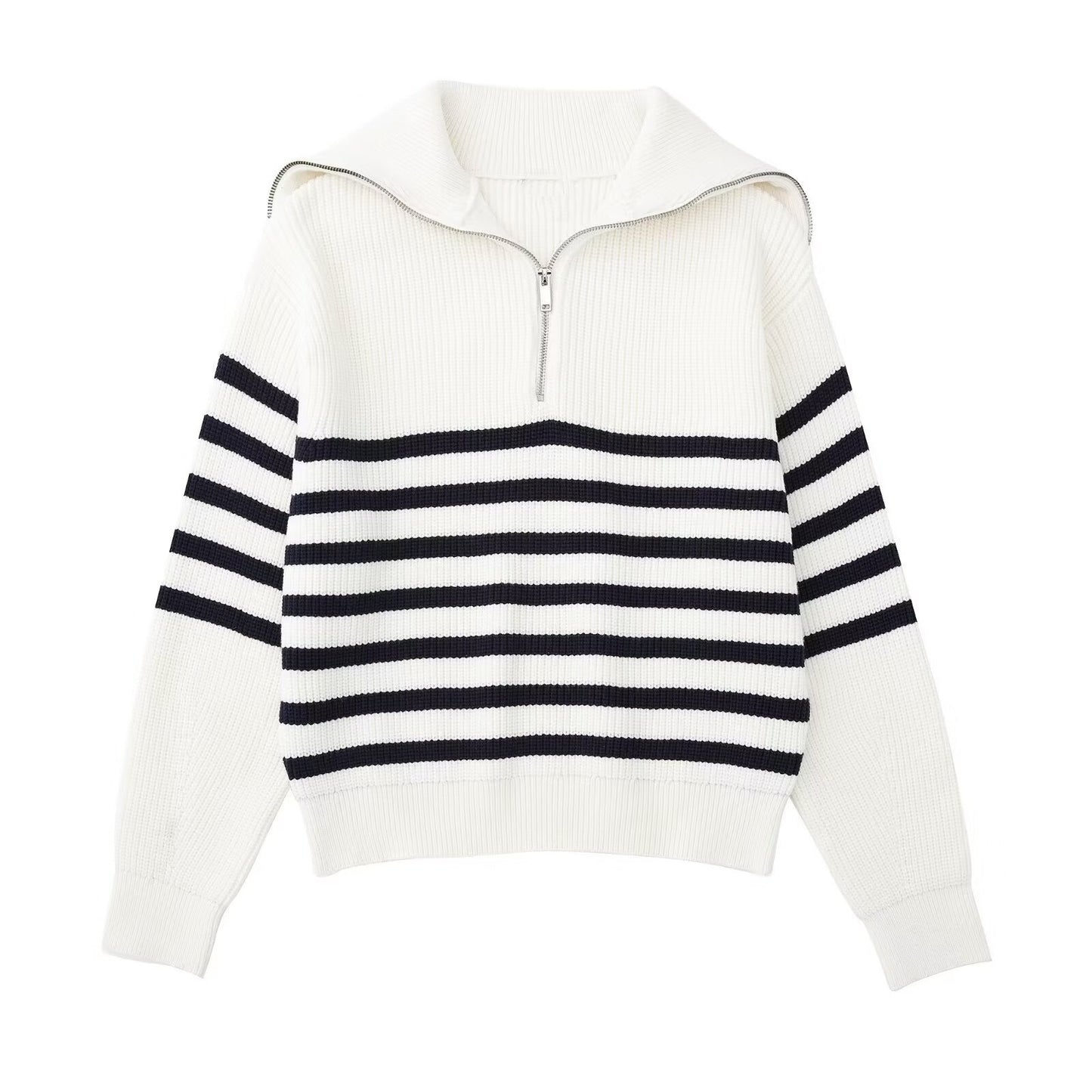 Damen Strickpullover mit hohem Kragen und Reißverschluss Stalluxe