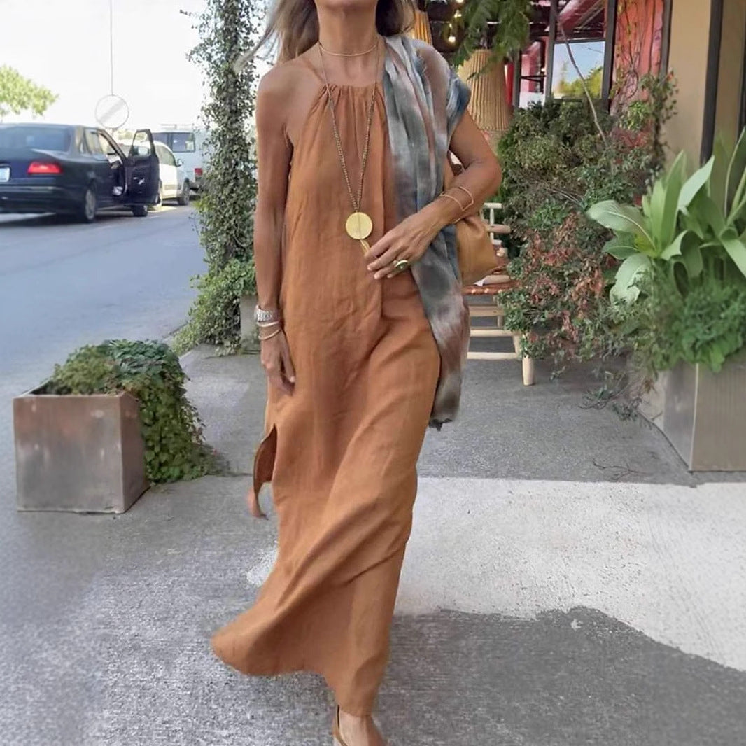 Damen Maxikleid mit Spaghettiträgern und elegantem fließendem Schnitt Stalluxe