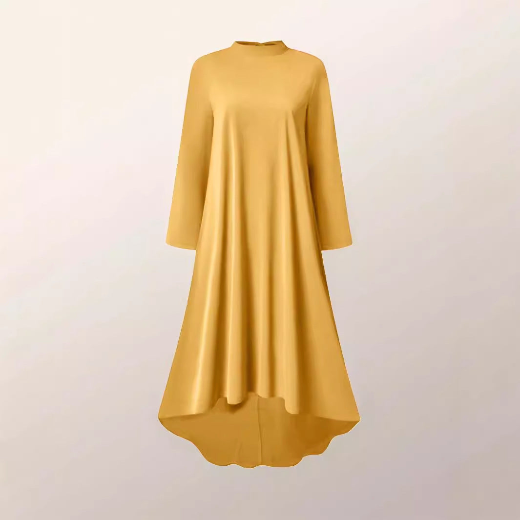 Damen Maxikleid mit asymmetrischem Schnitt und hohem Kragen Stalluxe