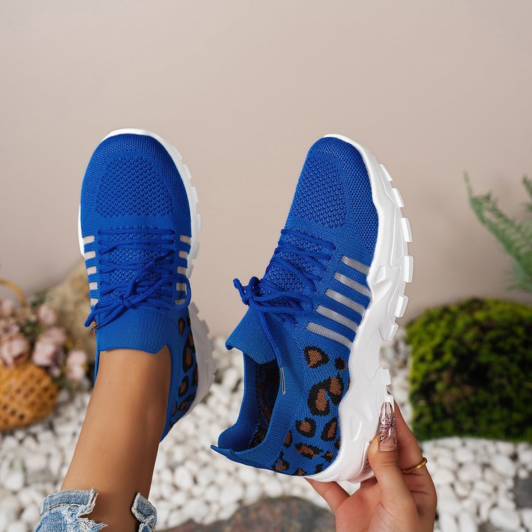 Damen Sportliche Sneaker mit luftiger Mesh-Oberfläche und trendigem Leopardenmuster Stalluxe