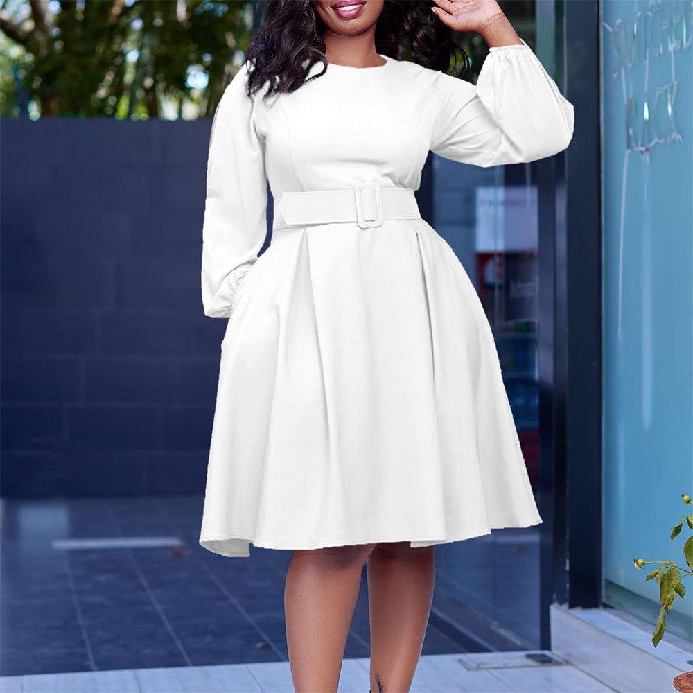 Damen Kleid mit weitem Schnitt und Taillengürtel Stalluxe