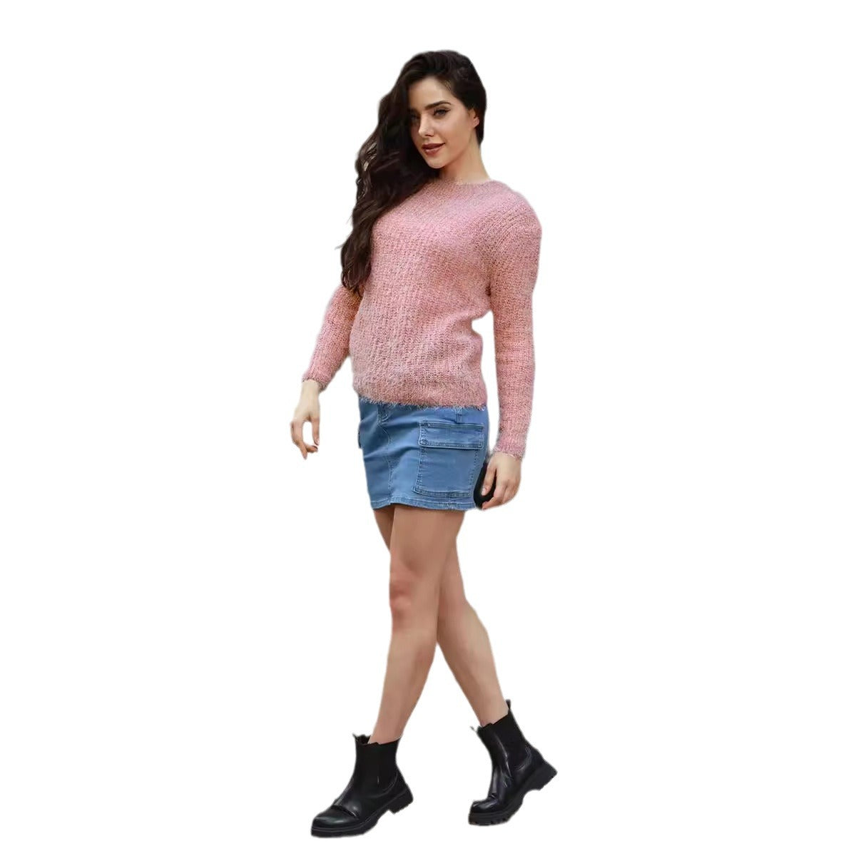 Damen luxuriöser Pullover mit weichem Strickmuster Stalluxe