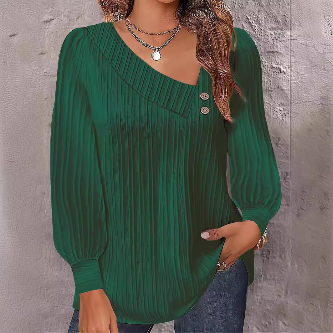 Damen Elegante Oberteil mit strukturiertem Rippdesign und Knopfdetails Stalluxe