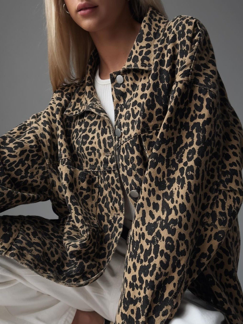 Damen modische Leo-Print Hemdjacke Stalluxe
