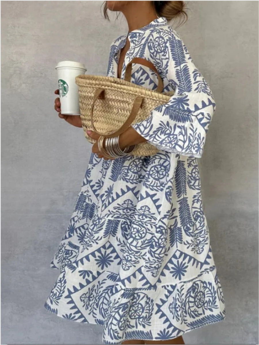 Damen Tunika-Kleid mit floralem Design und lockerer Passform Stalluxe