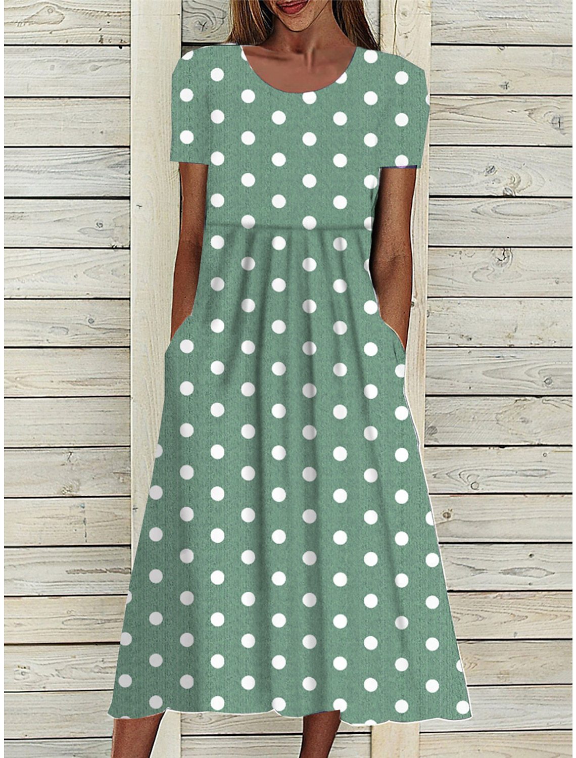 Damen Sommerkleid mit gepunktetem Design und praktischen Taschen Stalluxe