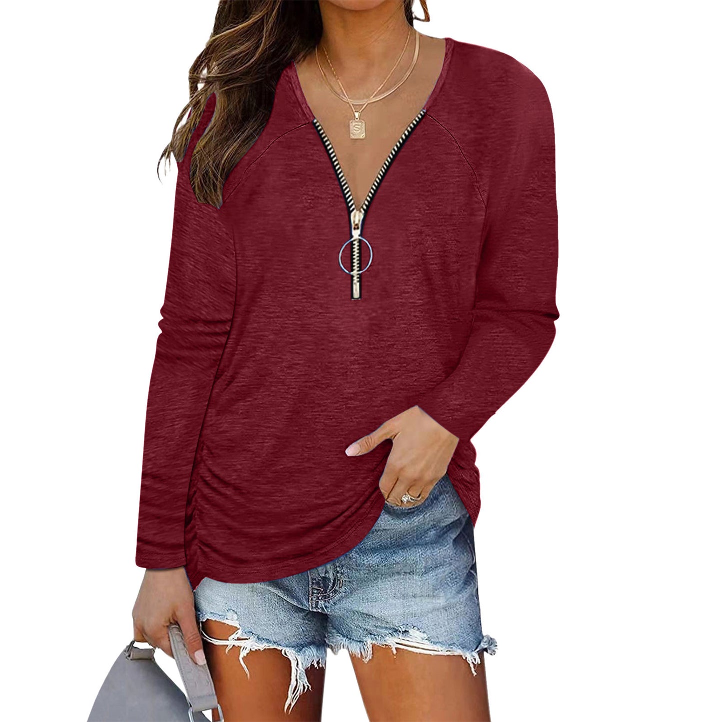 Damen Lässiges Longsleeve mit Zip-Detail Stalluxe