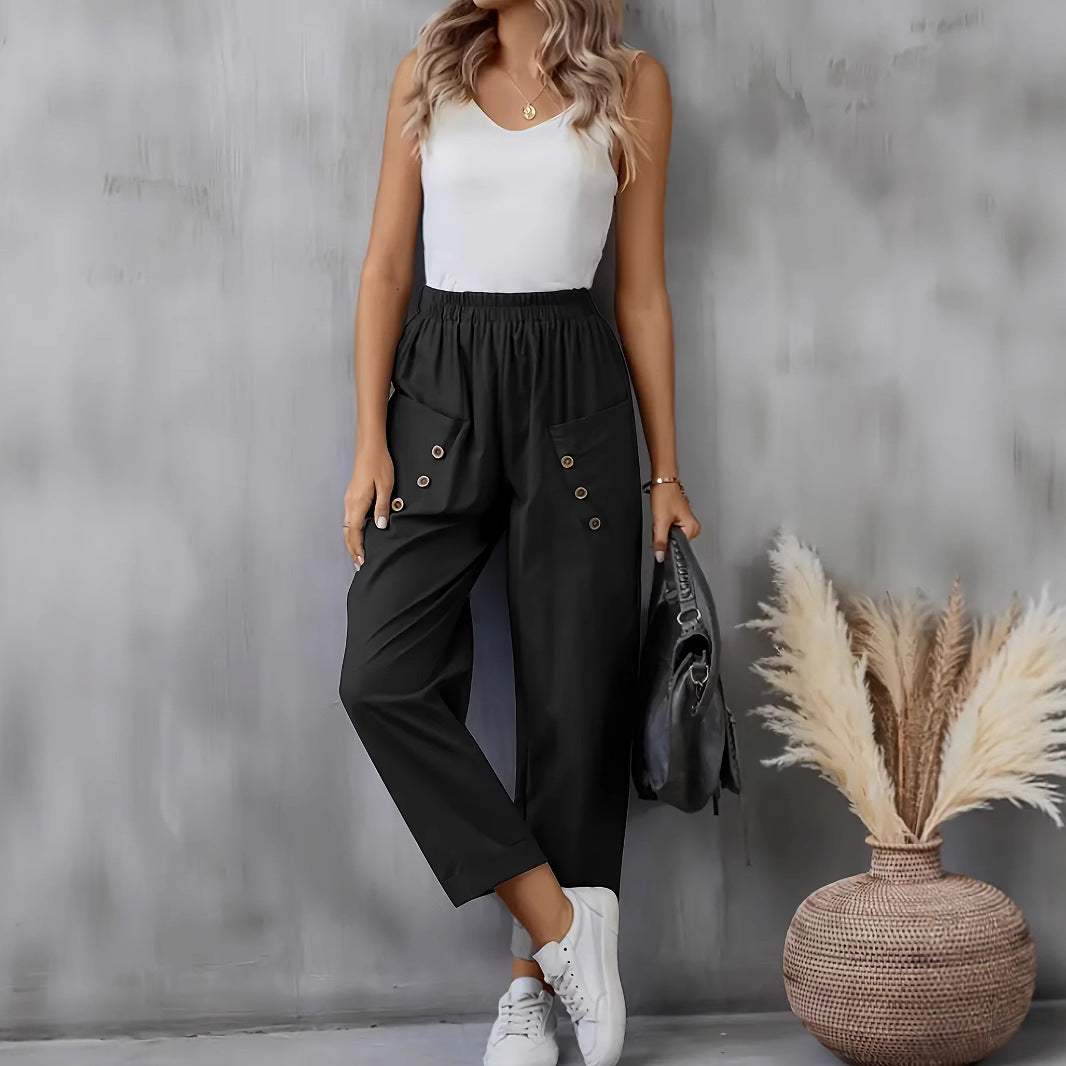 Damen stilvolle Cargo-Hose mit Knopfdetail und praktischen Taschen Stalluxe