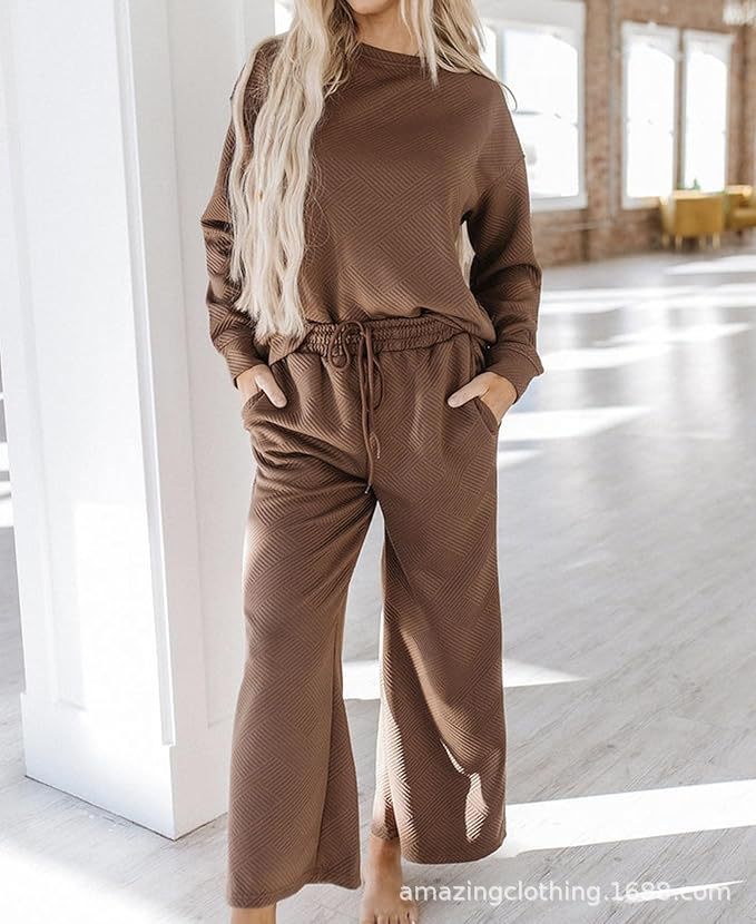 Damen Freizeitanzug mit elastischem Bund und geometrischem Muster Stalluxe