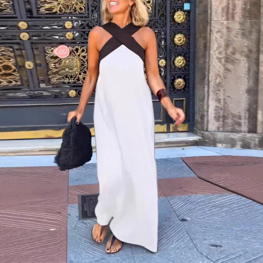 Damen Langes Maxikleid mit Cross-Over-Trägern und elegantem Schnitt Stalluxe
