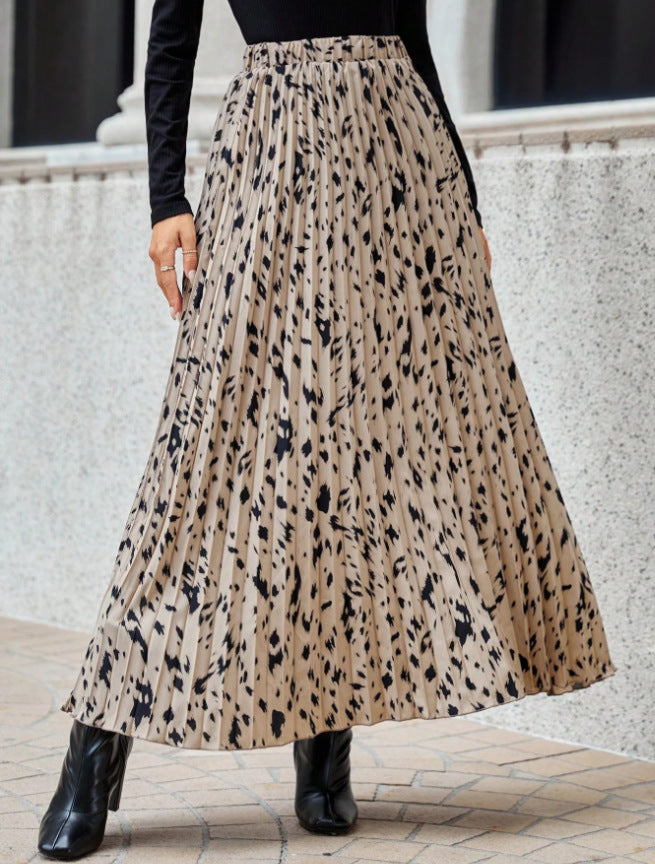 Damen Maxi-Faltenrock mit modischem Muster Stalluxe
