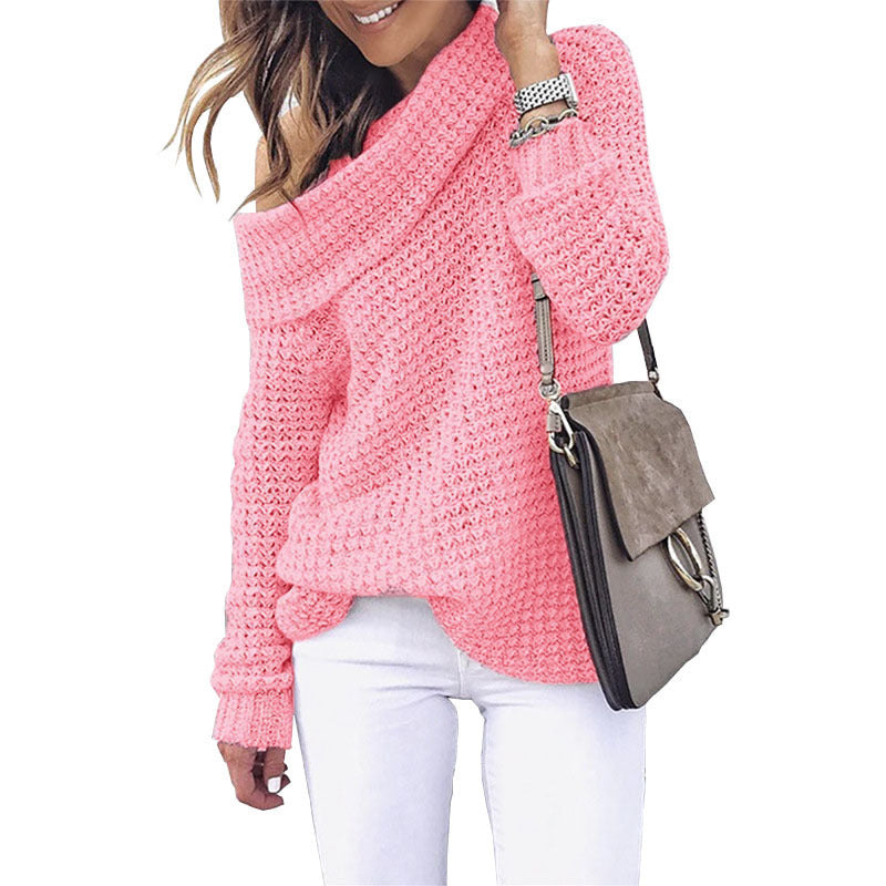 Damen Oversized Strickpullover mit elegantem Schalkragen und strukturiertem Muster Stalluxe