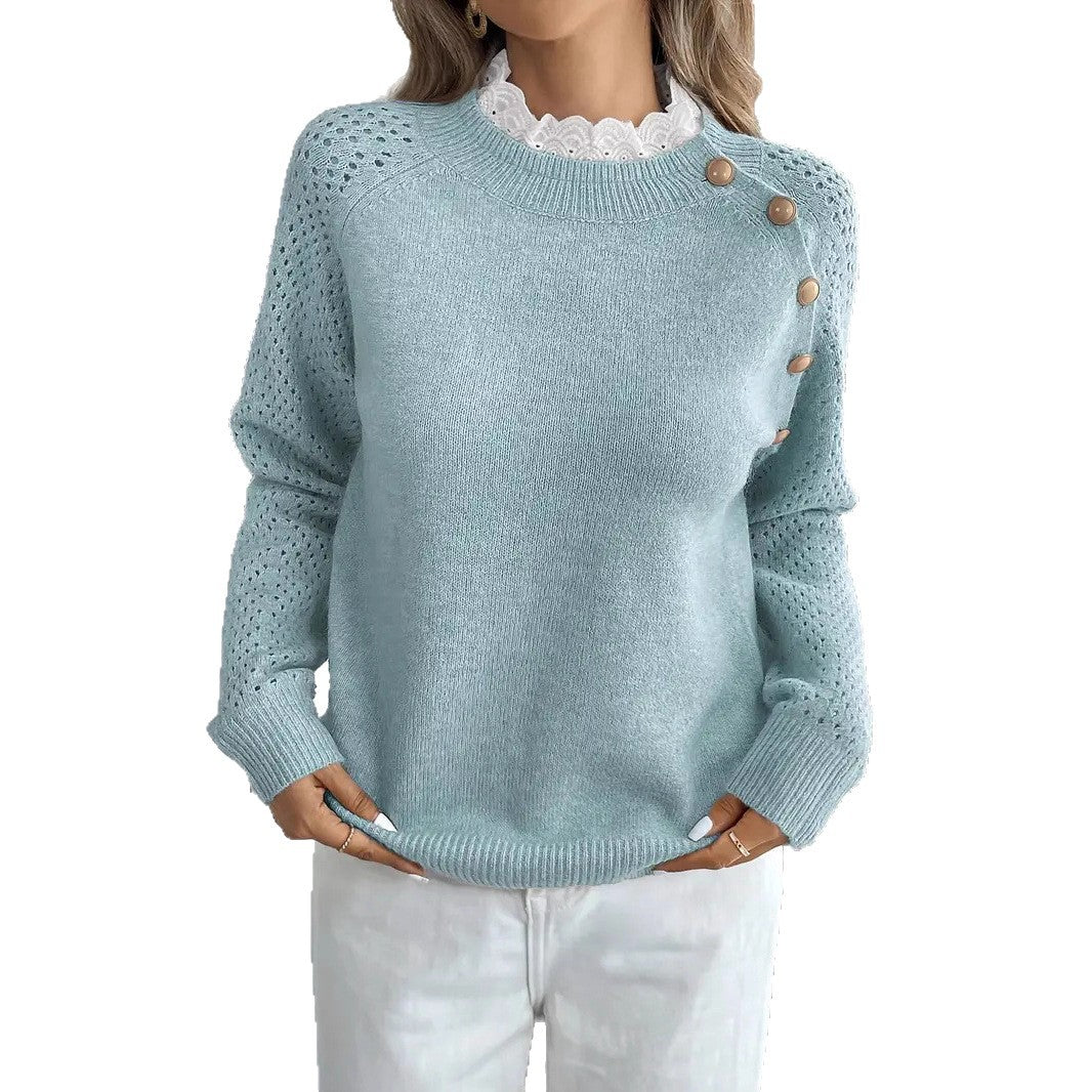 Damen Feinstrickpullover mit gehäkelten Einsätzen Stalluxe