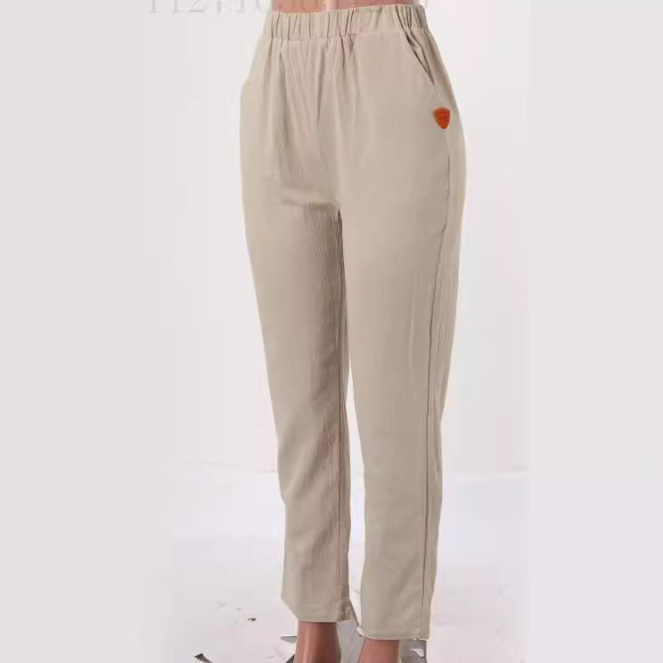 Damen lässige Leinenhose mit elastischem Bund und praktischen Seitentaschen Stalluxe