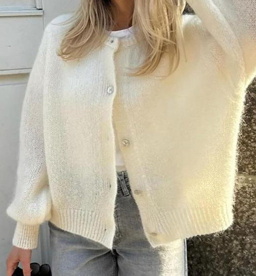 Damen Lockere Strickjacke mit Knopfleiste und weichem Faserdesign Stalluxe