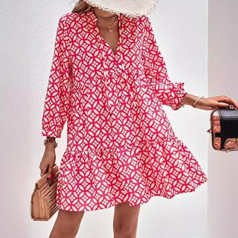 Damen Boho-Style Sommerkleid mit fließendem Schnitt und Rüschendetails Stalluxe