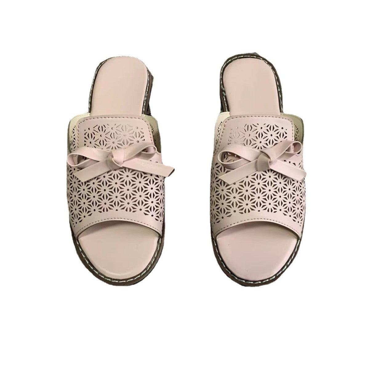 Damen trendige Zehentrenner-Sandalen mit floralem Muster und dekorativem Schleifen-Detail Stalluxe