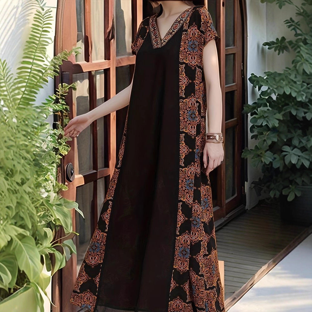 Damen Maxikleid mit aufwendigen Stickdetails und fließendem Schnitt Stalluxe
