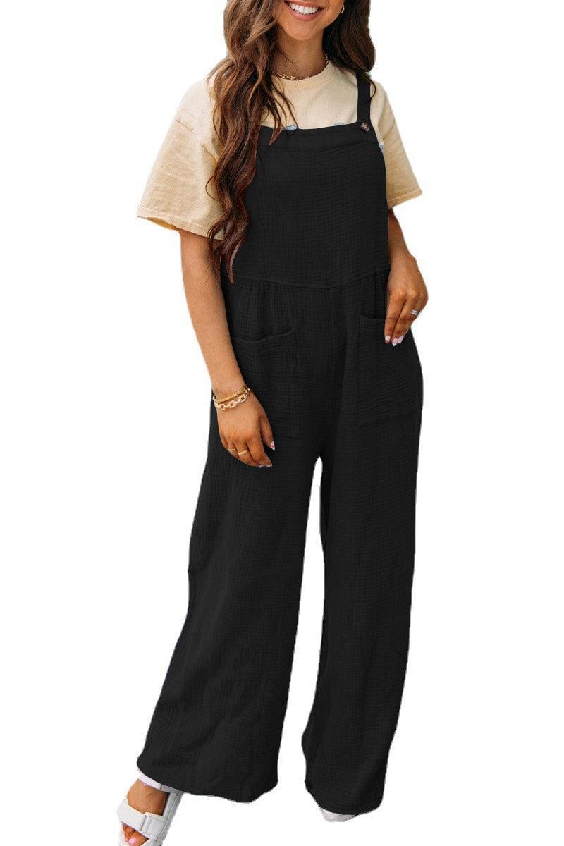 Damen Lässiger Overall mit praktischen Taschen und weitem Bein Stalluxe