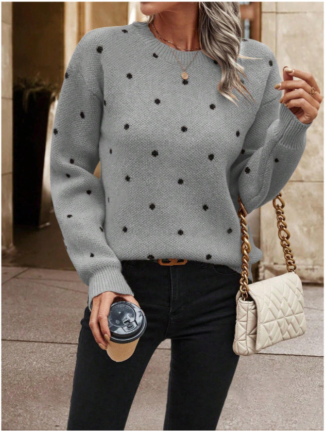 Damen kuscheliger Strickpullover mit trendigem Punktmuster Stalluxe
