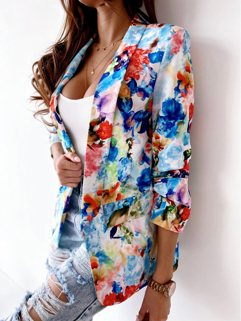 Damen Floral Druck Blazer Stalluxe