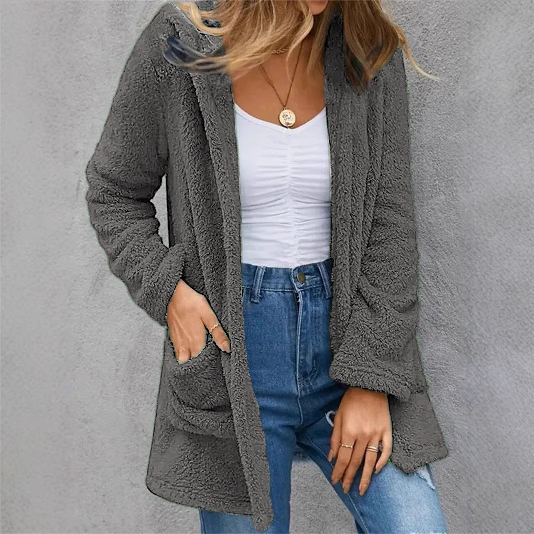 Women's Plush Fleece Open-Front Coat Stalluxe