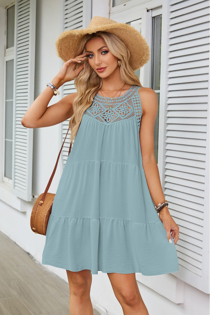 Damen luftiges Sommerkleid mit Spitzenakzenten Stalluxe
