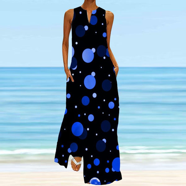 Damen Maxikleid mit modernem Punktedesign Stalluxe