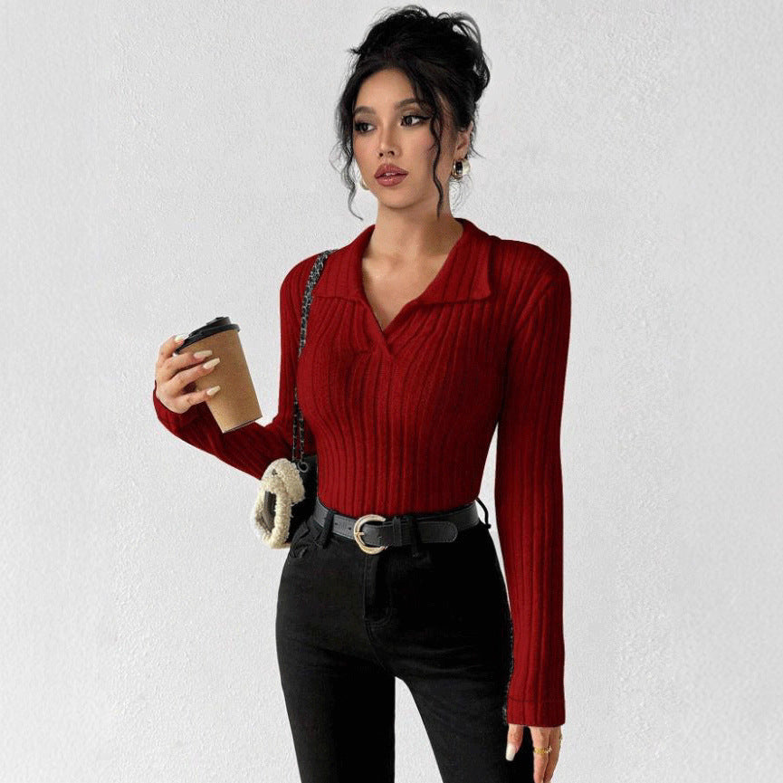 Damen figurbetonter Langarmpullover mit modischer Rippstruktur Stalluxe