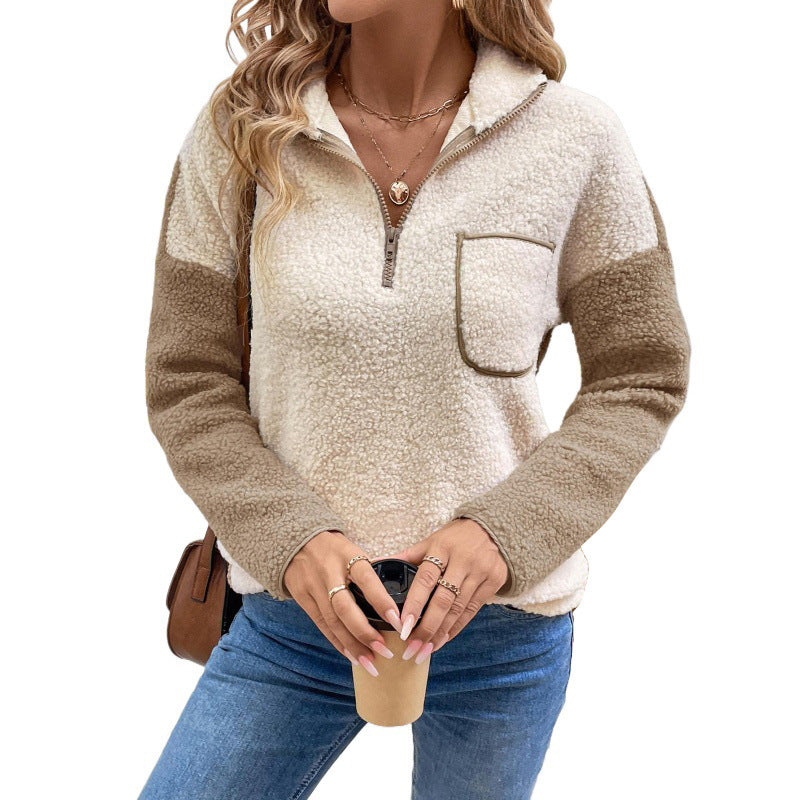 Damen Fleece-Pullover mit halbem Reißverschluss und Taschen Stalluxe