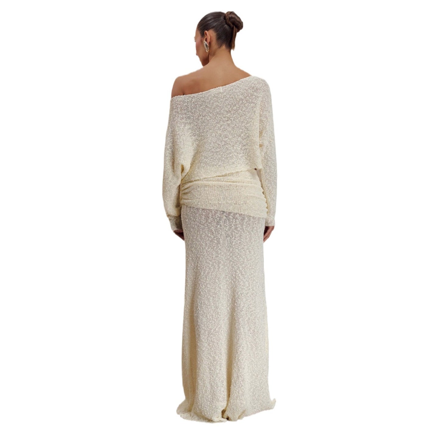 Damen elegantes Set aus Crop-Oberteil und Maxi-Rock mit Rüschendetails Stalluxe