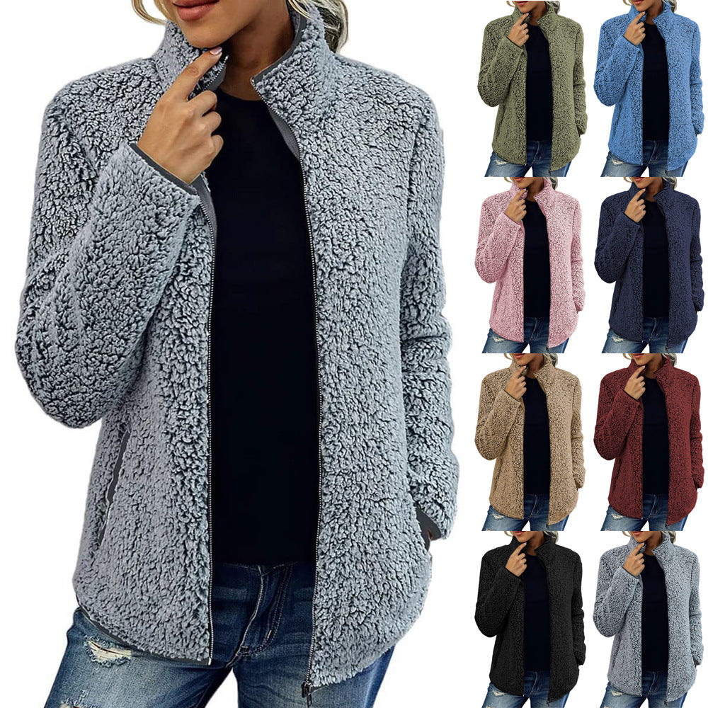 Damen Kuschelige Fleecejacke mit Stehkragen und Seitentaschen Stalluxe