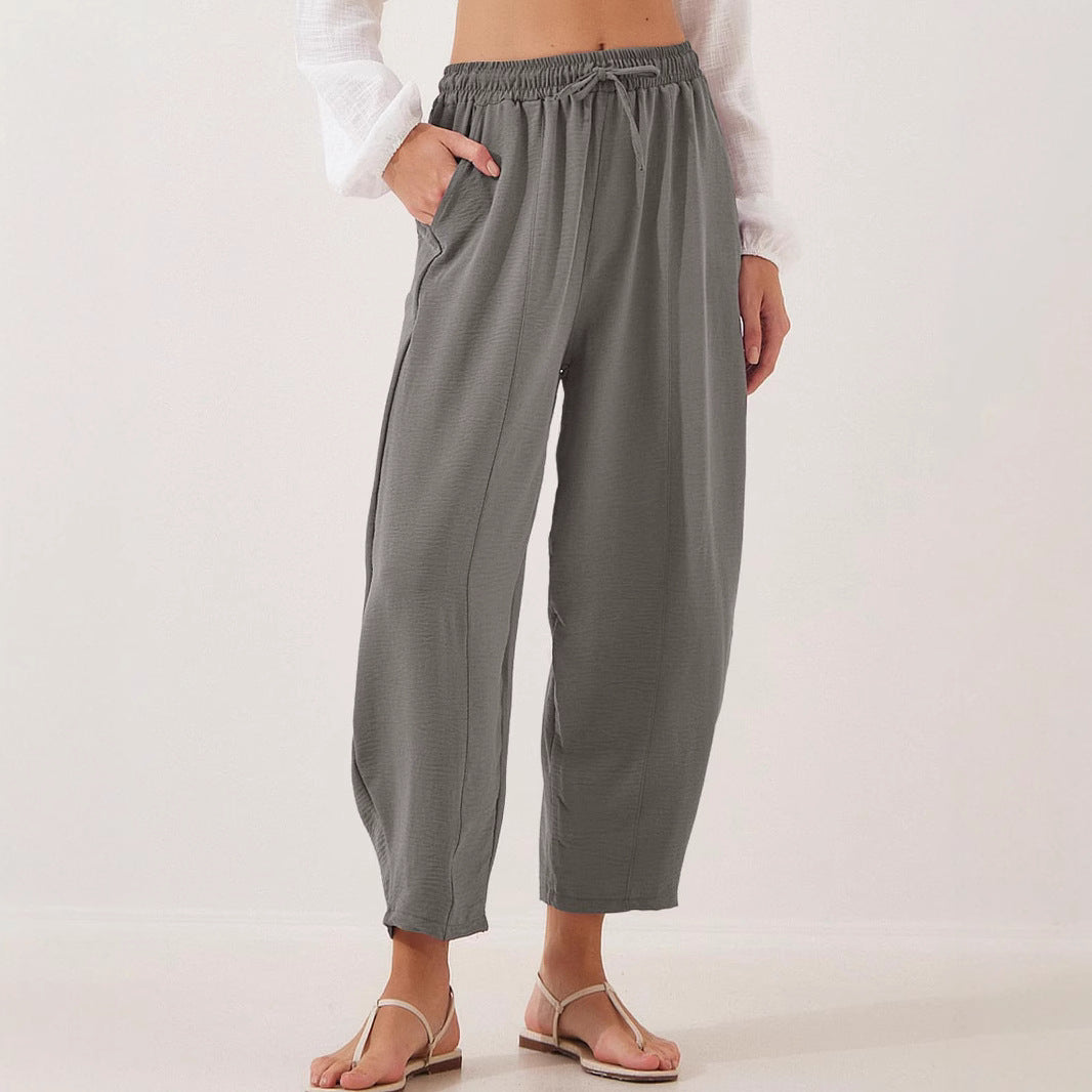 Damen entspannte Freizeithose mit elastischem Bund und praktischen Taschen Stalluxe