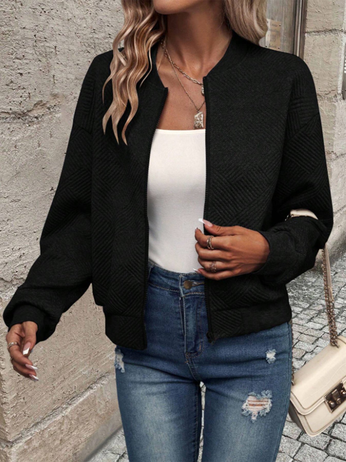 Damen Jacke mit strukturiertem Stoff und modernem Schnitt Stalluxe